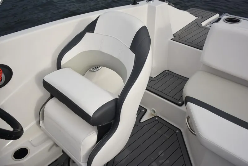 Slide: The Image of Luxury seating on 2025 Starcraft SVX 171 boat with sleek design and modern upholstery. - 11