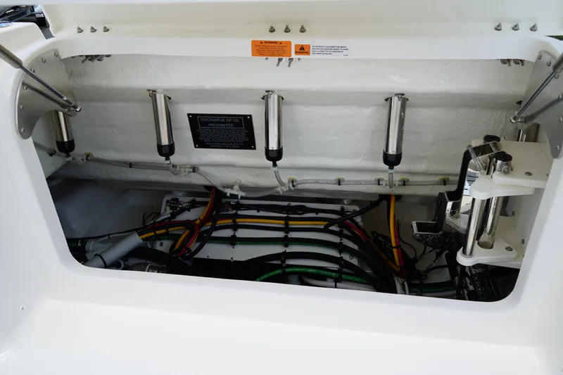 Slide: The Image of 2025 Robalo R300 Center Console boat wiring and hydraulic system detail. - 11