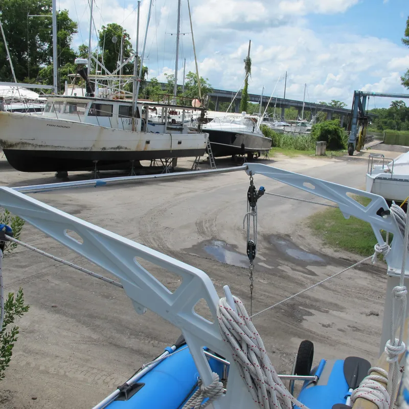 Slide: The Image of Boats docked at a marina with an Albin 36, 1981 model in view. - 9