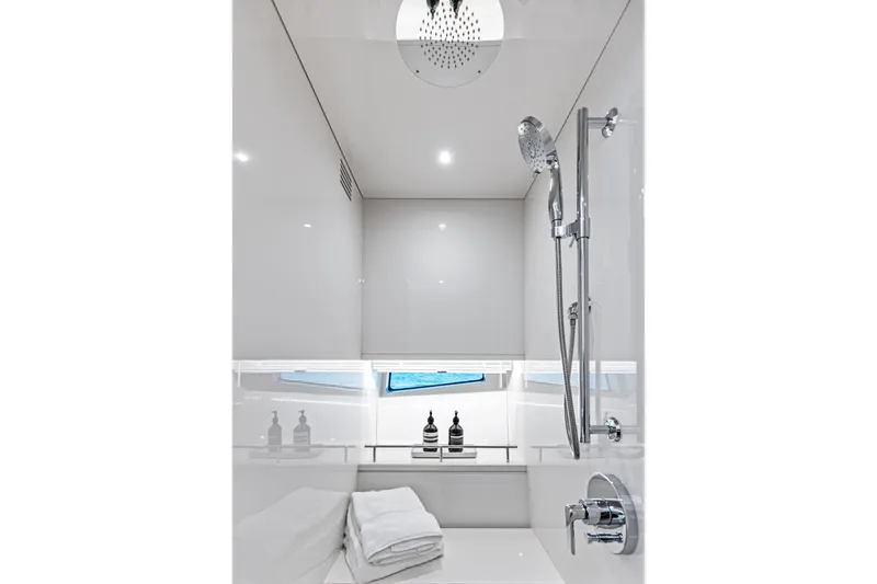 Slide: The Image of Luxurious bathroom interior of 2026 Scout 670 LXS yacht with modern shower fixtures. - 37