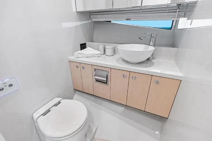 Slide: The Image of Modern bathroom in 2026 Scout 670 LXS yacht with sleek fixtures and minimalist design. - 53