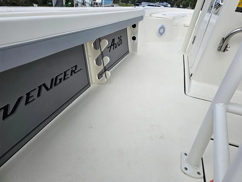 Slide: The Image of Avenger AV26 2025 boat interior, showcasing sleek design and modern features. - 18