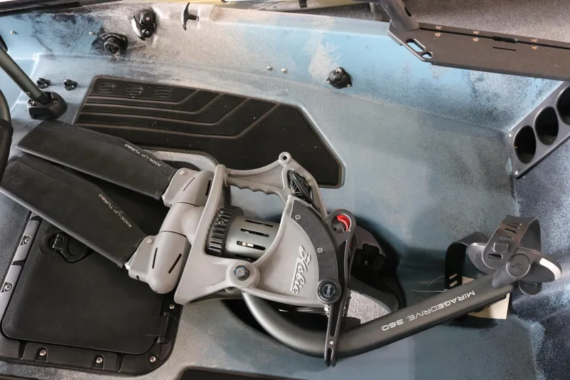 Slide: The Image of 2023 Hobie Mirage Pro Angler 14 kayak pedal drive system, close-up view. - 2