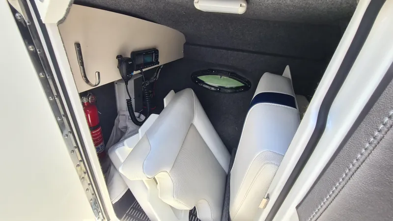 Slide: The Image of Interior cabin of 2018 Formula 270 Bowrider with seating and safety equipment. - 11