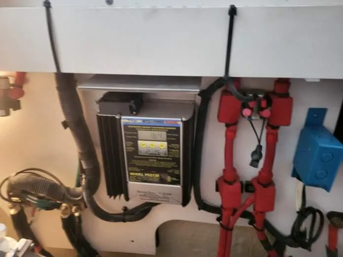 Slide: The Image of Electrical system of a 2009 Sea Ray 310 Sundancer boat, featuring wiring and components. - 11