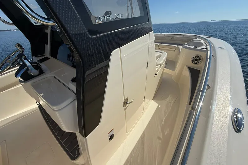 Slide: The Image of 2026 Scout 288 LXF boat interior with sleek design and modern features. - 20