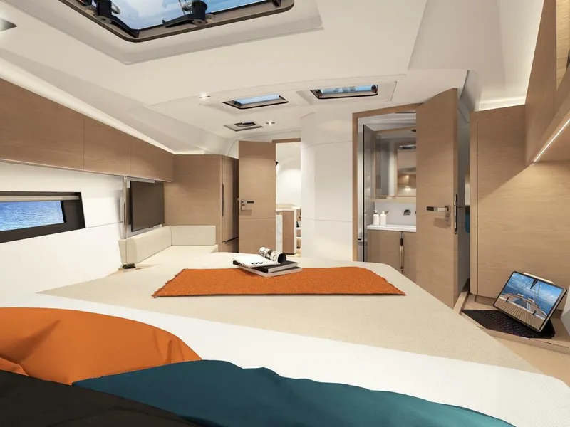 Slide: The Image of Luxurious interior of 2023 Hanse 460 yacht with modern design and spacious layout. - 29
