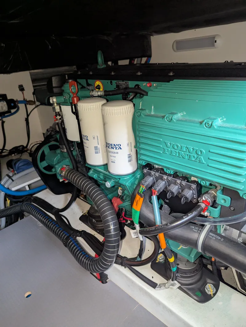 Slide: The Image of Engine room of 2019 Beneteau Swift Trawler 44 with Volvo Penta engine. - 49