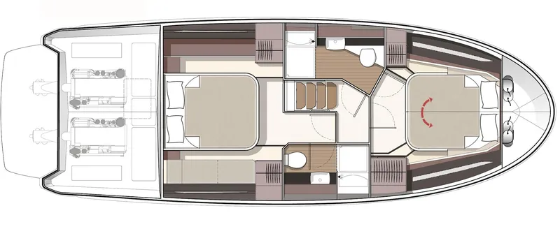 Slide: The Image of 2023 Bavaria R40 Coupe yacht interior layout with cabins, bathrooms, and living spaces. - 13