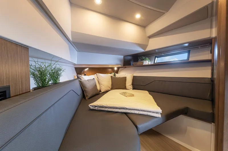 Slide: The Image of Luxurious interior of 2023 Bavaria Vida 33 yacht with cozy seating and modern design. - 16