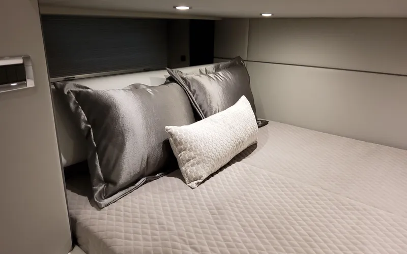 Slide: The Image of Luxurious cabin interior of 2026 Formula 400 Super Sport Crossover with elegant bedding. - 35