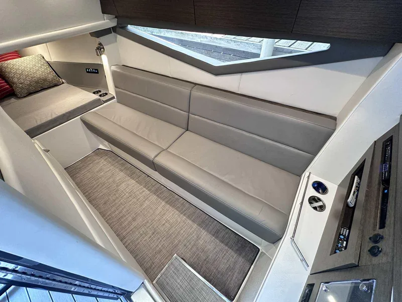 Slide: The Image of 2019 Cobalt A36 interior with modern seating and sleek design. - 29