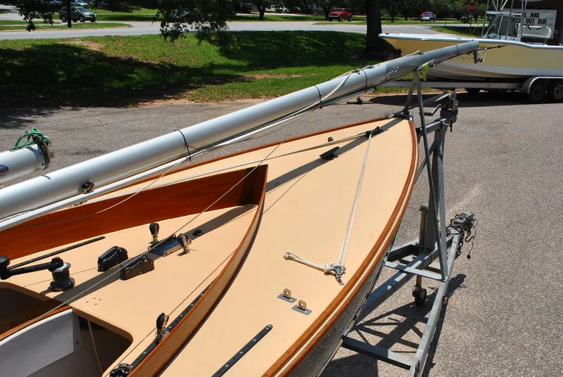 Slide: The Image of 2006 Edey & Duff Sakonnet 23 sailboat on trailer, parked outdoors. - 15