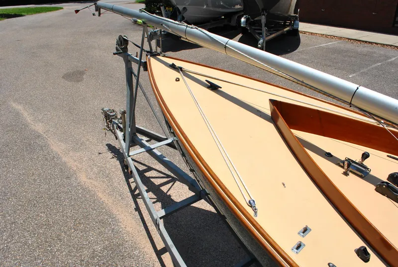 Slide: The Image of 2006 Edey & Duff Sakonnet 23 sailboat on trailer, showcasing deck and mast details. - 19