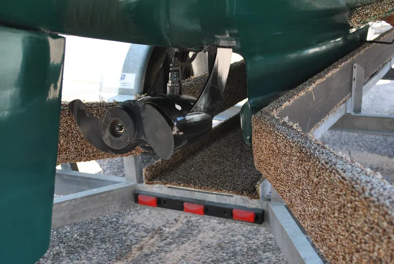 Slide: The Image of Close-up of 2006 Edey & Duff Sakonnet 23 boat propeller on trailer. - 25