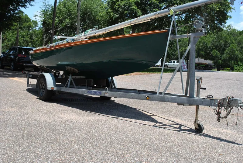 Slide: The Image of 2006 Edey & Duff Sakonnet 23 sailboat on trailer, parked outdoors. - 9