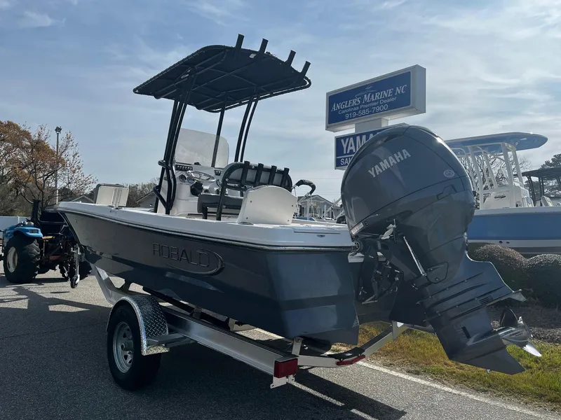 Slide: The Image of 2025 Robalo 206 Cayman boat with Yamaha engine on trailer at Angler's Marine NC. - 9