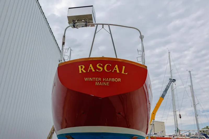 Slide: The Image of Hinckley 48 boat named "Rascal" in Winter Harbor, Maine, 1972 model. - 3