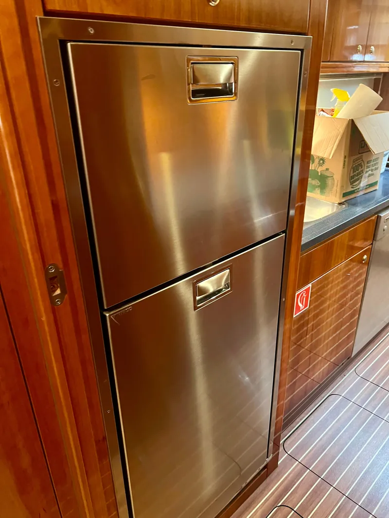 Slide: The Image of Stainless steel refrigerator in 2008 Elling E4 yacht kitchen interior. - 12