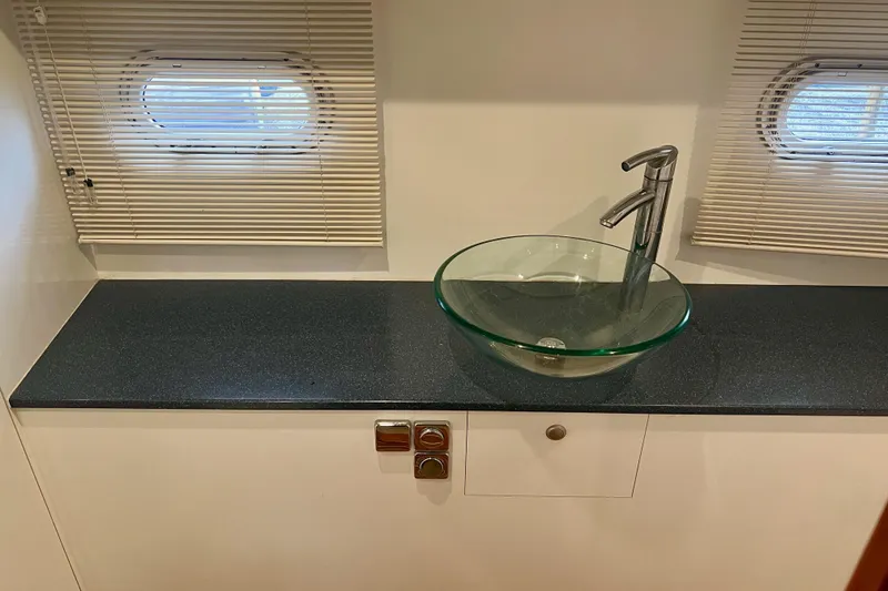 Slide: The Image of Modern bathroom sink with glass bowl and faucet on Elling E4 yacht, 2008 model. - 18