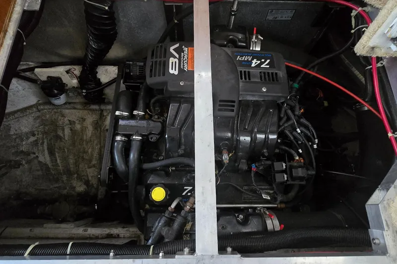 Slide: The Image of Engine compartment of 2000 Carver 356 Aft Cabin Motor Yacht with V8 engine. - 37