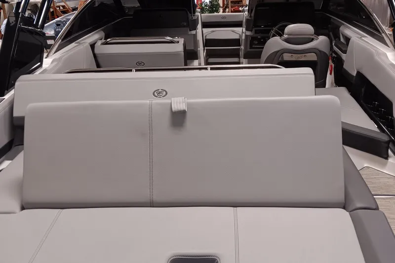 Slide: The Image of 2023 Cobalt R4 boat interior with luxurious seating and modern design. - 7