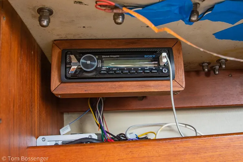Slide: The Image of Sony stereo system installed in a 1988 Catalina 36 sailboat cabin. - 29