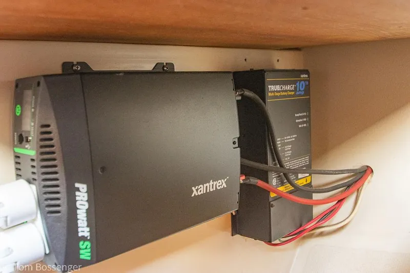 Slide: The Image of Xantrex PROwatt SW inverter and Truecharge battery charger in Catalina 36, 1988 model. - 32