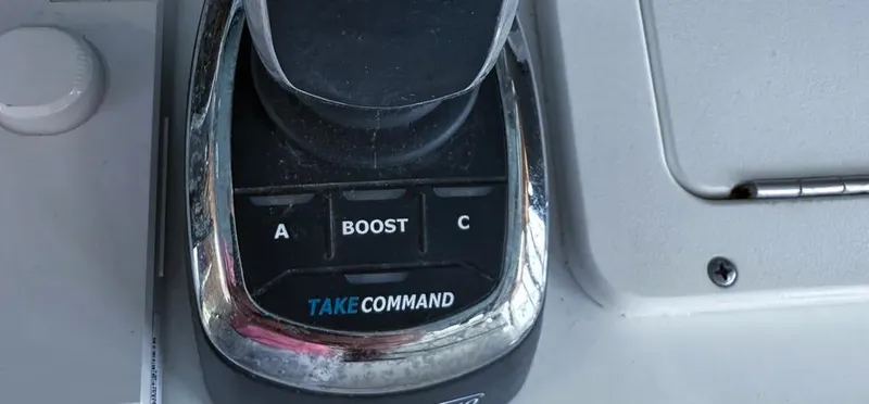Slide: The Image of Control panel of a 2019 Freeman 42 LR boat with "Take Command" feature. - 13