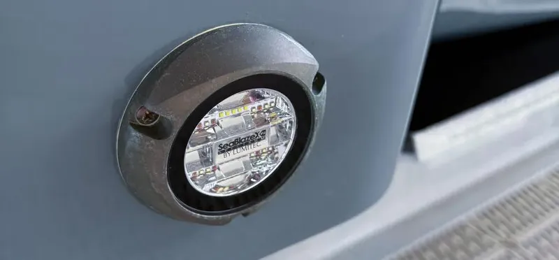 Slide: The Image of Close-up of SeaBlazeX by Lumitec light on 2019 Freeman 42 LR boat. - 32