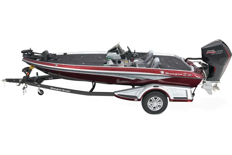 Slide: The Image of 2025 Ranger Z518 Cup-Equipped boat interior with Garmin navigation system and stylish seating. - 8