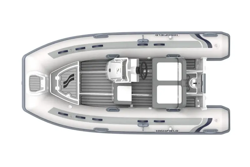 Slide: The Image of 2024 Highfield Classic 360 GT boat, top view, showcasing sleek design and spacious layout. - 3