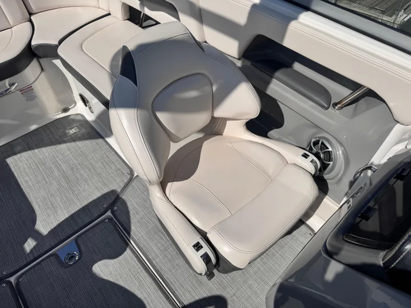 Slide: The Image of 2017 Chaparral 246 SSi boat engine compartment with Volvo Penta V8 engine and Interstate batteries. - 19