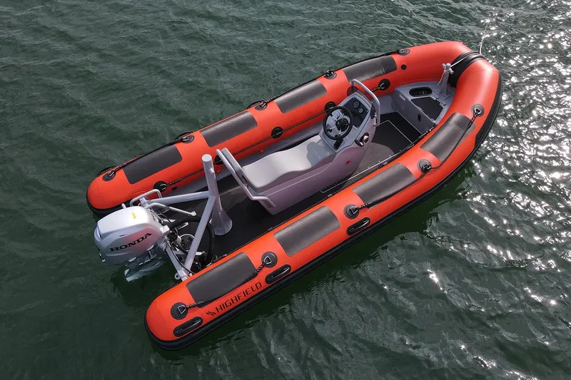 Slide: The Image of Steering wheel of Highfield Patrol 460 boat, year 2026. - 2