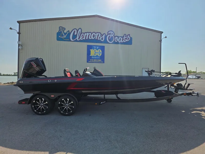 The Image of 2026 iKon LX21 boat at Clemons Boats dealership, featuring sleek design and modern features. - 0