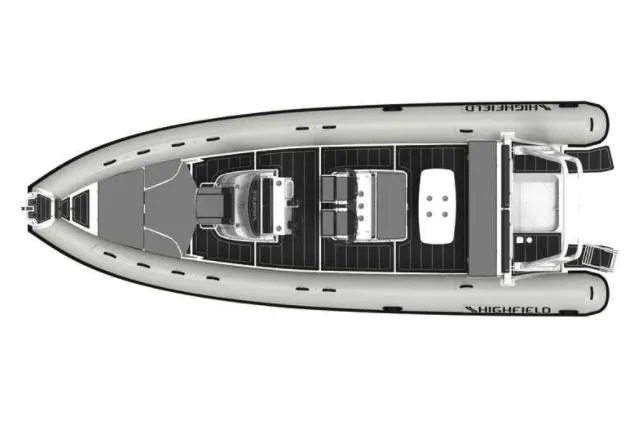 Slide: The Image of Top view of 2025 Highfield Sport 760 boat, showcasing sleek design and spacious layout. - 2