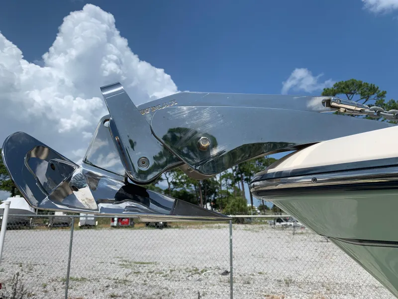 Slide: The Image of Chrome anchor on 2020 Grady-White 236 Fisherman boat under blue sky. - 7