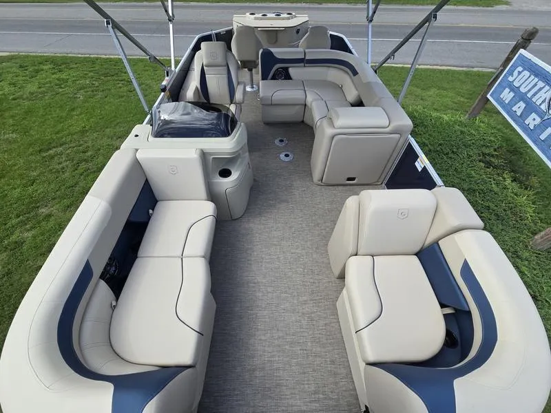 Slide: The Image of 2025 Godfrey Sweetwater 2086 FS Sport Tube pontoon boat with spacious seating and modern design. - 6