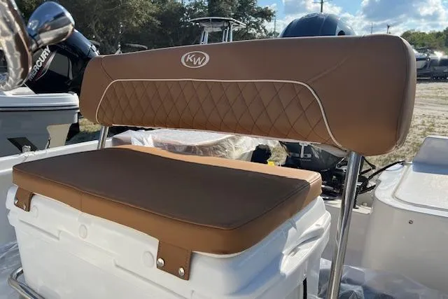 Slide: The Image of 2026 Key West 1720 Center Console boat seat with brown cushioned upholstery. - 3