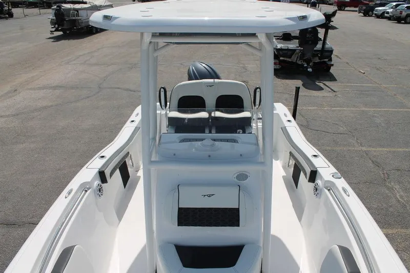 Slide: The Image of 2025 Tidewater 210 CC Adventure boat, top view, showcasing seating and console design. - 15