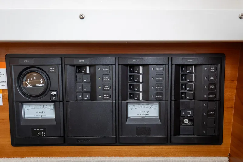 Slide: The Image of Electrical control panel of a 2017 Cutwater C-302 Sport Coupe boat. - 31