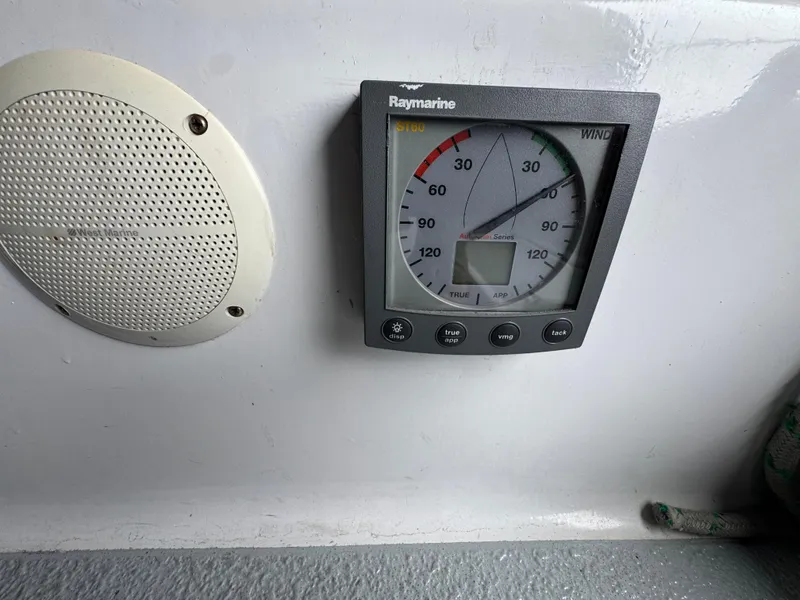 Slide: The Image of Raymarine wind gauge and speaker on 1981 Morgan 416 Out Island yacht. - 38