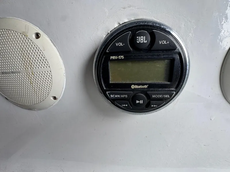 Slide: The Image of JBL PRV-175 Bluetooth stereo system on 1981 Morgan 416 Out Island yacht. - 39