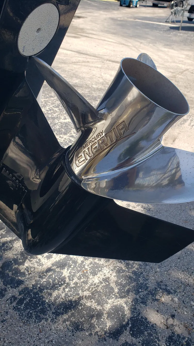 Slide: The Image of Propeller of a 2022 Boston Whaler 170 Montauk with Mercury engine. - 28