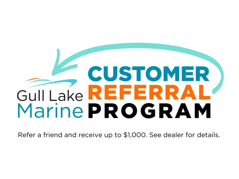 Slide: The Image of Gull Lake Marine customer referral program offering up to $1,000 reward. - 22