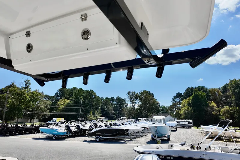 Slide: The Image of Outdoor display of Sea Fox 231 Bay Fox boats, 2026 model, under a sunny sky. - 15