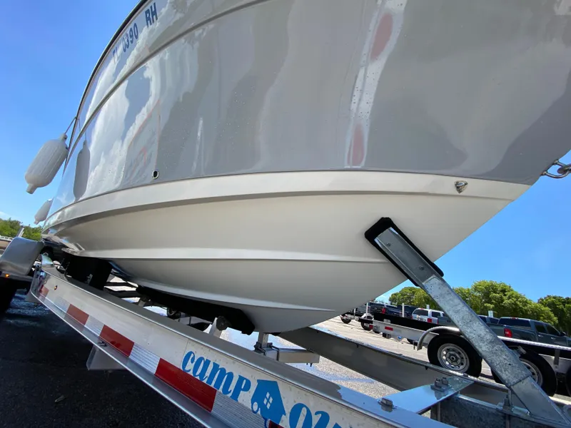 Slide: The Image of 2017 Century 2600 Center Console boat on trailer, close-up view. - 11