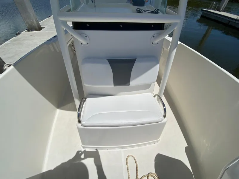 Slide: The Image of 2017 Century 2600 Center Console boat interior with seating and railing. - 13