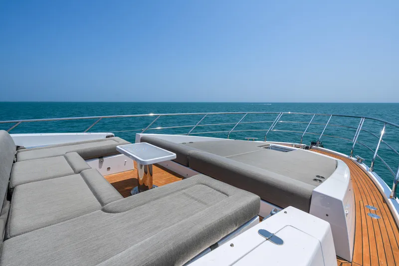 Slide: The Image of Luxurious 2019 Azimut S7 yacht deck with ocean view and comfortable seating. - 10