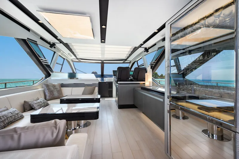 Slide: The Image of Luxurious interior of 2019 Azimut S7 yacht with modern design and ocean view. - 21
